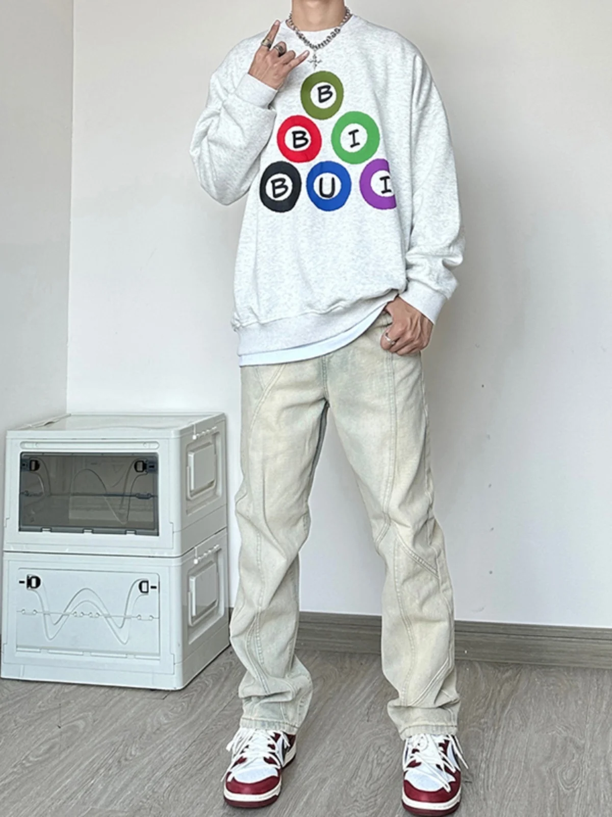 

Мужские джинсы в американском ретро-стиле, желтые, с эффектом потертости, модный комплект, брюки в уличном стиле, рабочая одежда, слегка расклешенные брюки из смесового хлопка и полиэстера