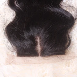 Silk Base Lace Encerramento Apenas Remy, 100% Cabelo Humano, Onda Do Corpo Reta, Pre-Arremesso, Cor Natural, 4x4