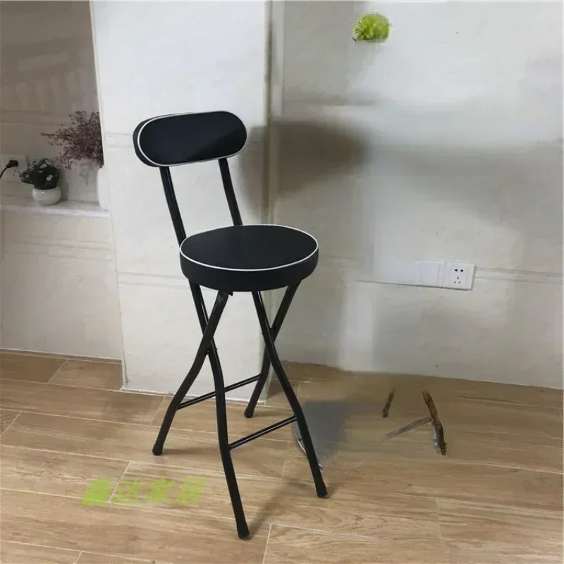 Modern Foldable Bar Stool with Backrest Portable High Chair for Home Cash Register Simple Design Kitchen Counter Height Chair