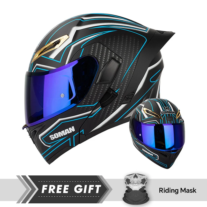 

Motorcycle Full Face Helmets DOT Certified Flip Up Helmet With Colorful Dual Lens For Men Women Unisex Motorcycle Helmet