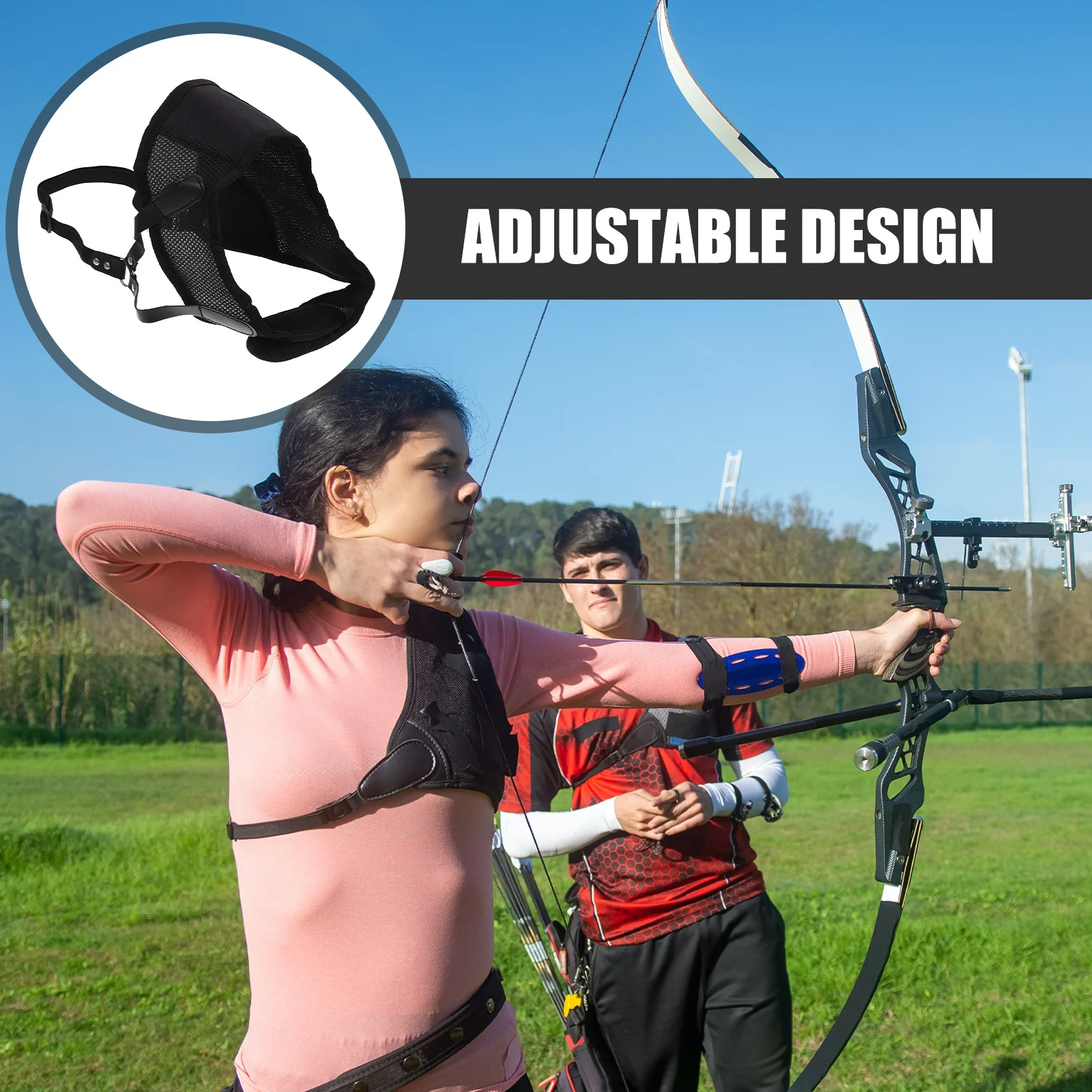 

1Pcs Archery Protective Gear Chest Protector Nylon Adjustable Breathable Sports Clothing Accessory for Archery Hunting Practice