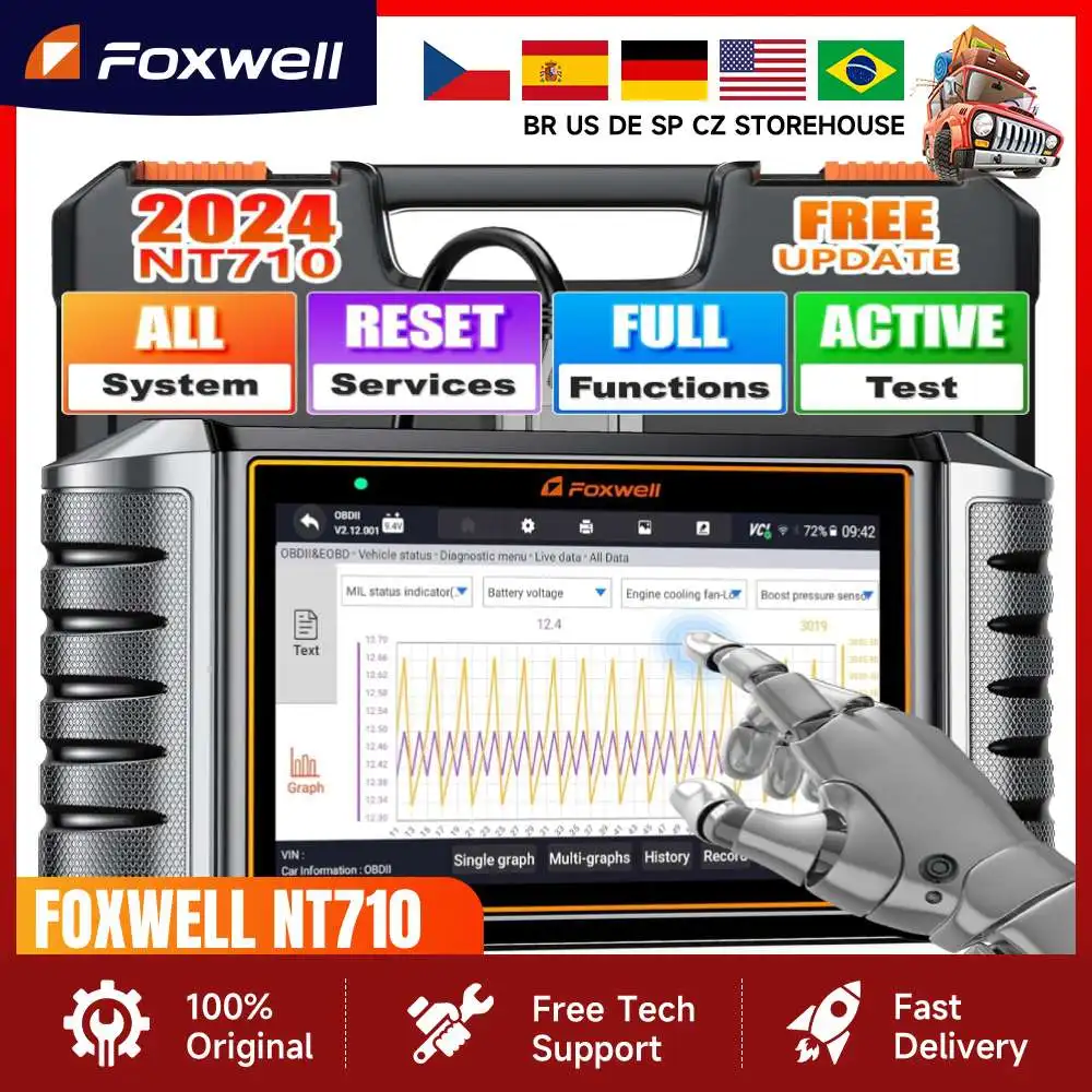 Foxwell NT710 OBD2 Scanner Diagnostic Tools Bidirectional Code Reader All Systems 30+ Reset OBD2 Auto Scan Update Of NT510 Elite