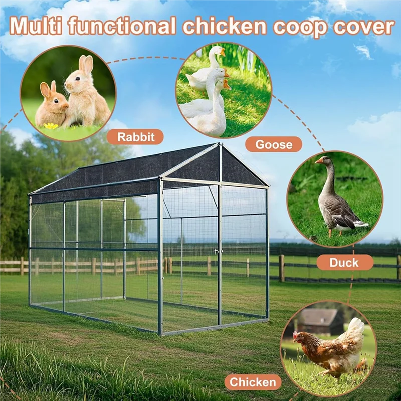 A27F-UV Protection 90% Shade Cloth Cover For Summer For 11.5 X 6.6 FT Chicken Cage Coop With 20Pcs Ball Bungees Cords - view 3