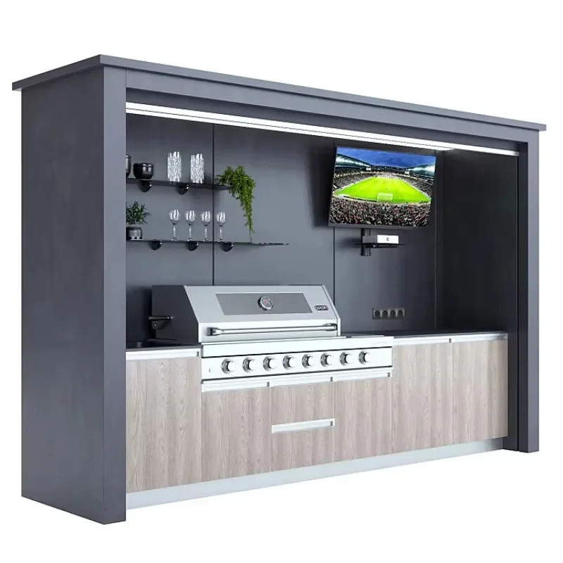 Customized Complete All-in-one Outdoor Kitchen Shed Black/white Outdoor Kitchen Set with Bbq and Fridge