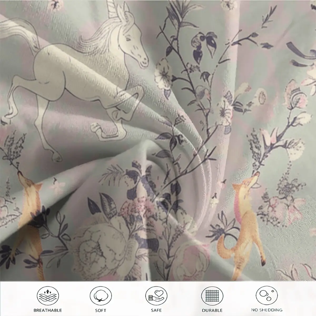 Unicorn  Down duvet cover large size  Flowers  Room decoration bedding set