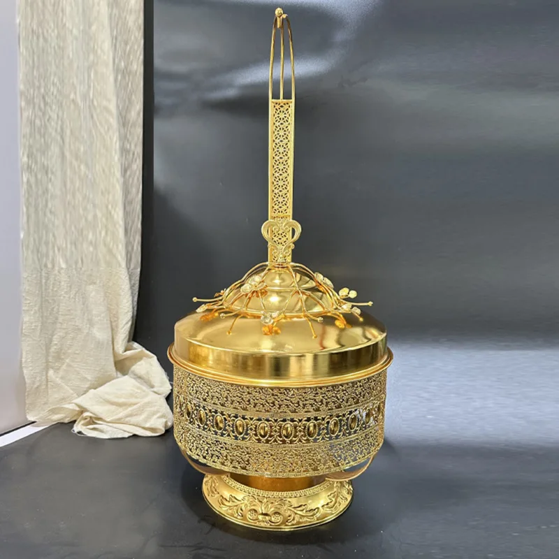 Golden buffet stove canteen wedding buffet tableware high-end hotel buffet stove flip cover visible