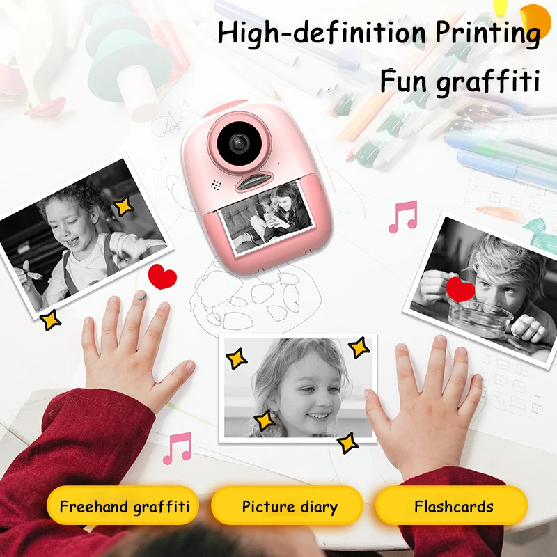 كاميرا Xiaomi Mini Print Photo Portable 26MP كاميرا رقمية عالية الوضوح للأطفال في الوقت الحقيقي مع ورق صور حراري