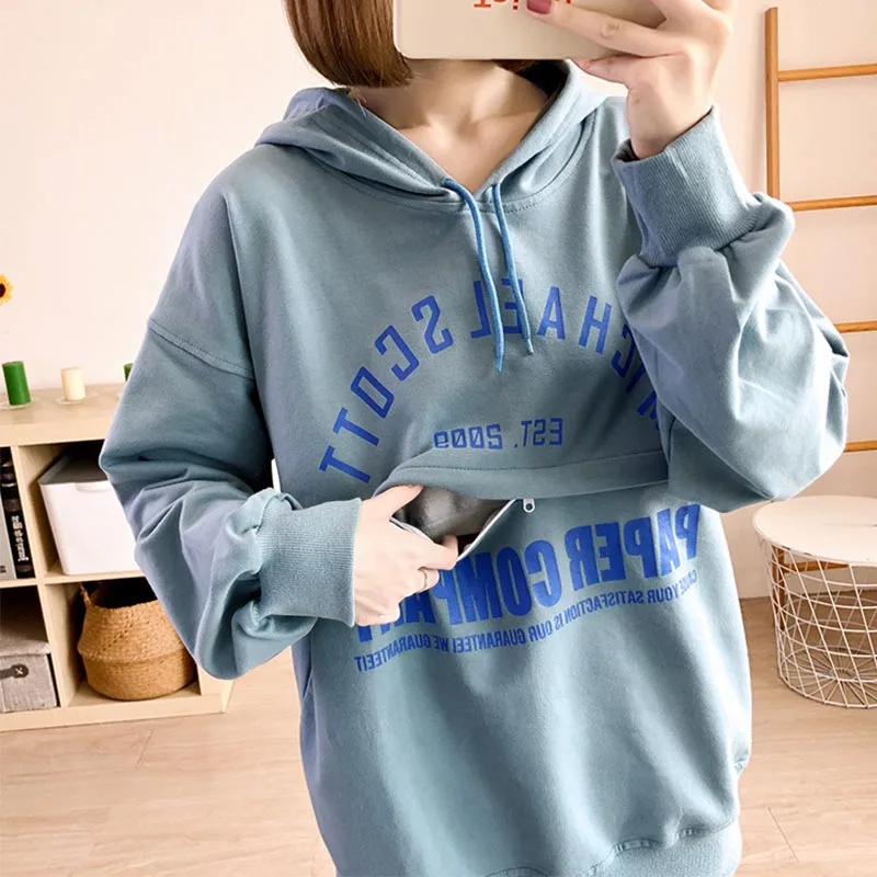 New Womens Maternity Nursing Hoodie Sweatshirt Hoodies Long Sleeve Breastfeeding Pregnancy Top Maternity Sweatshirt Nursing Top