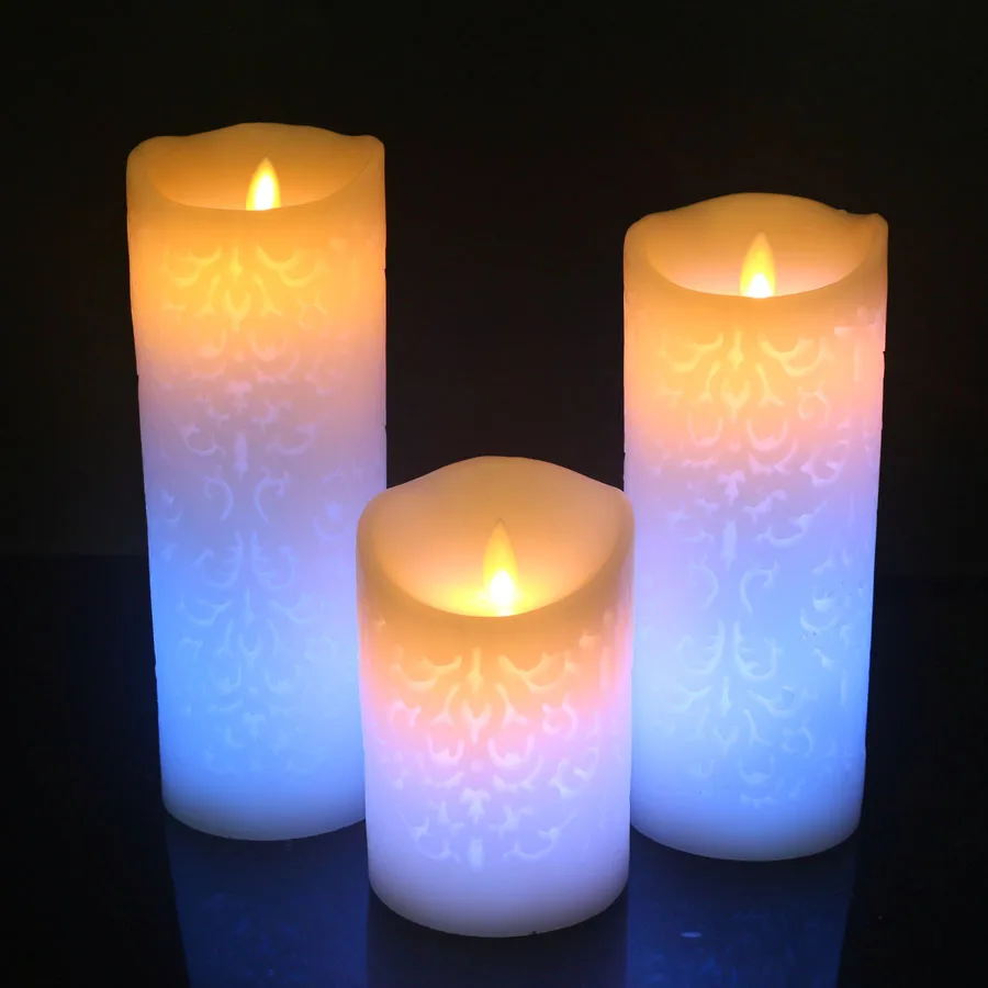 Colorful Gradient LED Candles Remote Control Electronic Flameless Breathing Candle Lights Wedding Party Christmas Decoration