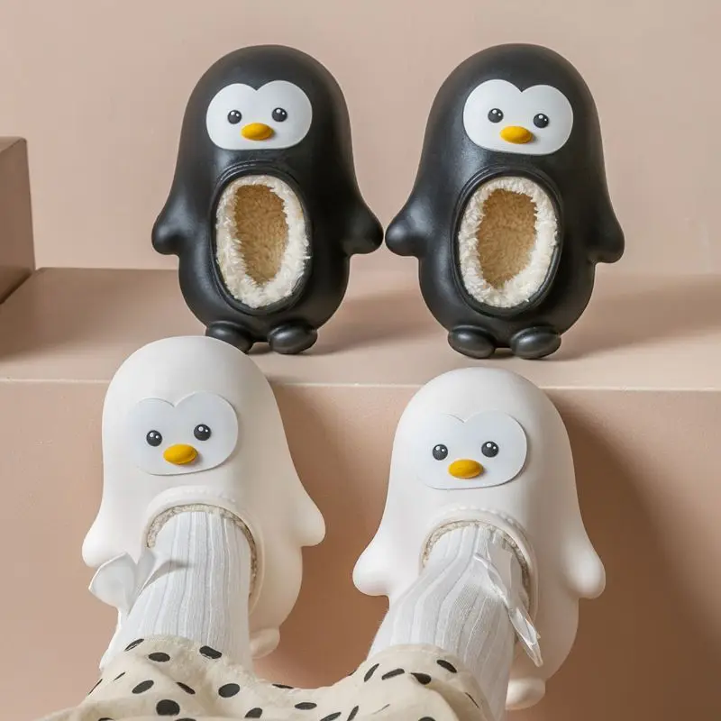 Waterproof Penguin Loafers Children's Home Cotton Padded Slip on Shoes Babi Girl Boy Indoor Mules Kids Slides Slipper Designer