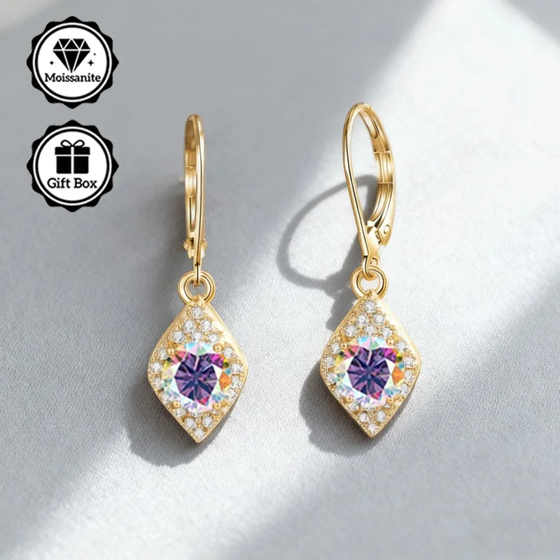 

LAMVOICE jewelry for women/earrings with 1 carat moissanite Hypoallergenic hook earring christmas gift for high quality jewelry