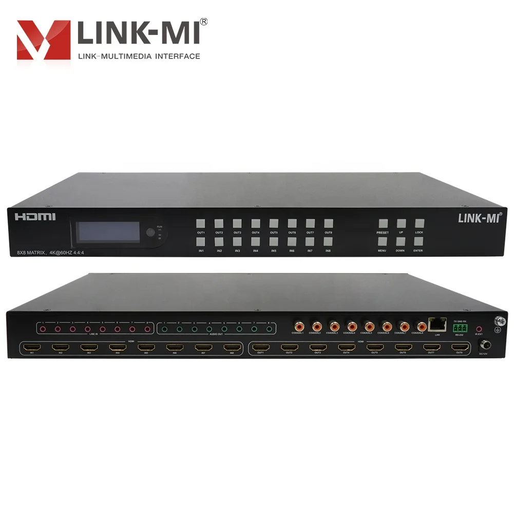 

Профессиональный матричный коммутатор HDMI 8x8 4K60 4:4:4 с аналоговым аудио DSP, поддержкой IP-управления