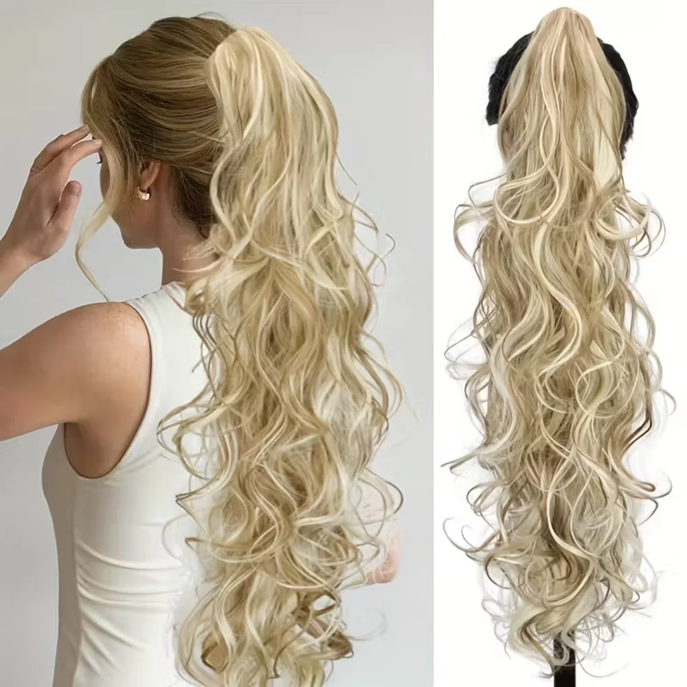 

30 Inch Synthetic Fiber Ponytail Hair Long Wavy Curly Claw Clip Ponytail Extension Heat Resistant Fiber Hair for Women Daily Use