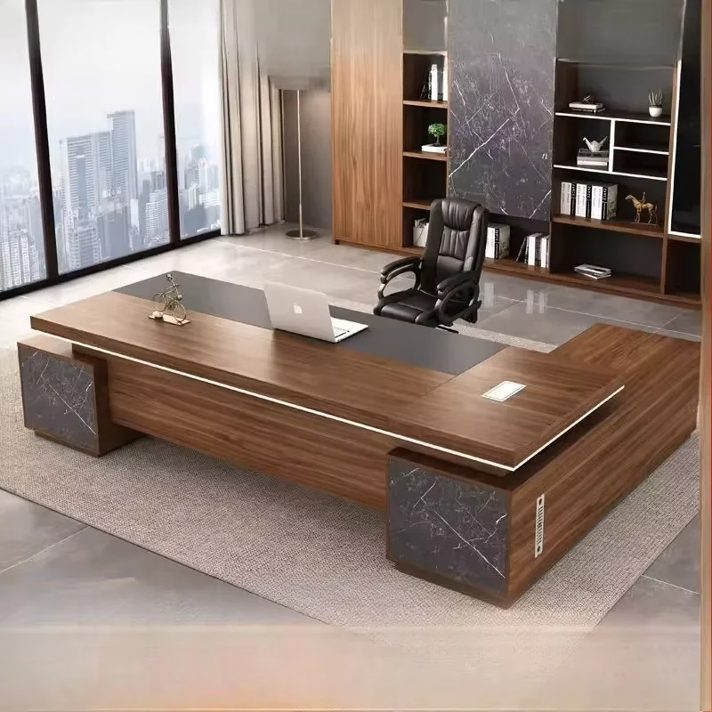 Brown Strong Executive Desk Asthetic Wooden Luxury Drawers Office Desks Cheap Modern Large Mesa De Escritorio Office Furniture