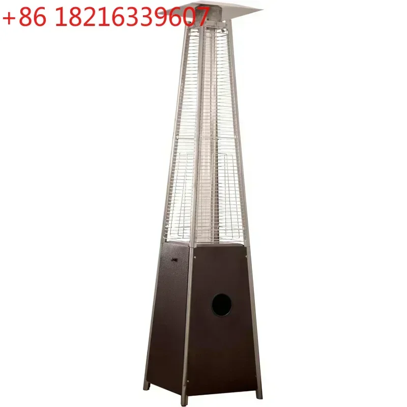 TAO Quartz Glass Tube Pyramid Propane Patio Heater with Wheels, 40,000 BTU, Hammered Bronze - Stylish and Safe Outdoor Heating S