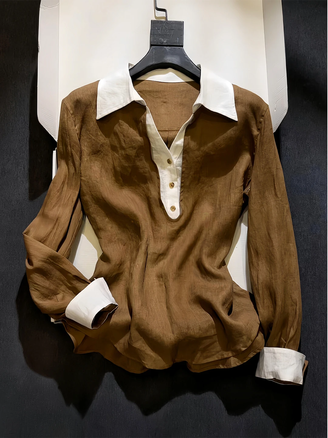 Women's Linen Cotton Blend Loose Fit Summer Shirt Casual Style Long Sleeve Breathable Sun Protection Slimming Top