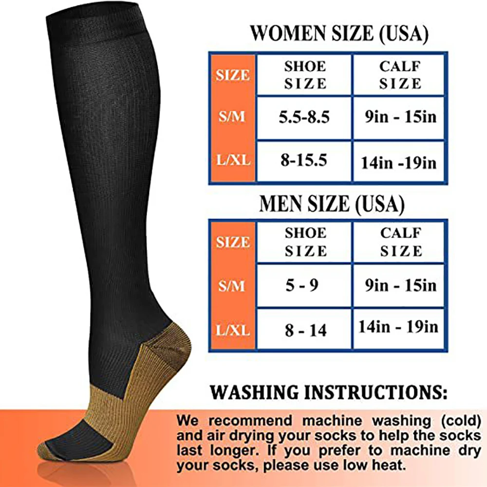 Copper Compression Socks for Women & Men Circulation (3 Pair) - Best for Running Athletic Cycling - 15-25 mmHg