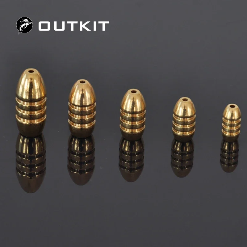 Outcit 10 pçs/lote pesos de chumbo de cobre 10g,7g,5g,3.5g,1.8g bala afiada acessórios de pesca de cobre equipamento de pesca