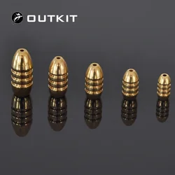 OUTKIT 10pcs/lot Copper Lead Sinker Weights 10g,7g,5g,3.5g,1.8g Sharped Bullet Copper Fishing Accessories Fishing Tackle