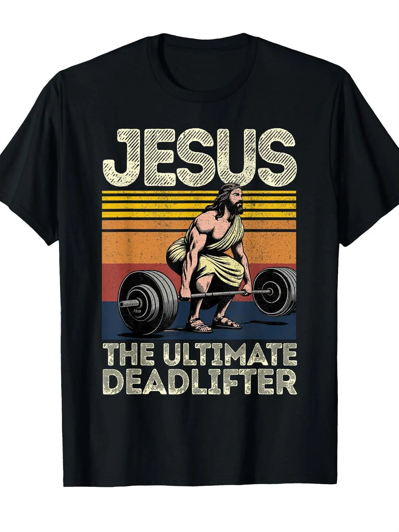 

Men's Funny Christian Fitness T-shirt Weightlifting Humorous Faith Design Loose Edition Round Neck Short Sleeve T-shirt