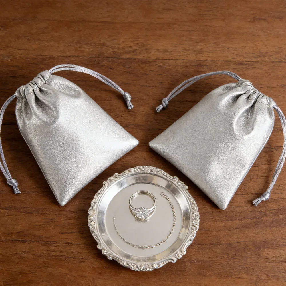 

5Pcs PU Leather Drawstring Bag Jewelry Earrings Fashion Bracelet Pendant Cute Organizer Display Storage Protable Pouch