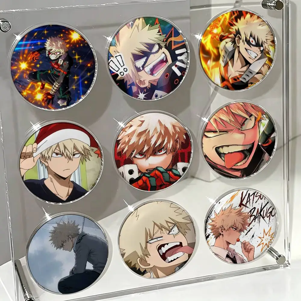 Katsuki Bakugo Japanese Anime Laser Badge Creative Pins Brooch for Bag Clothes Hat Decor Gifts Fans Collect