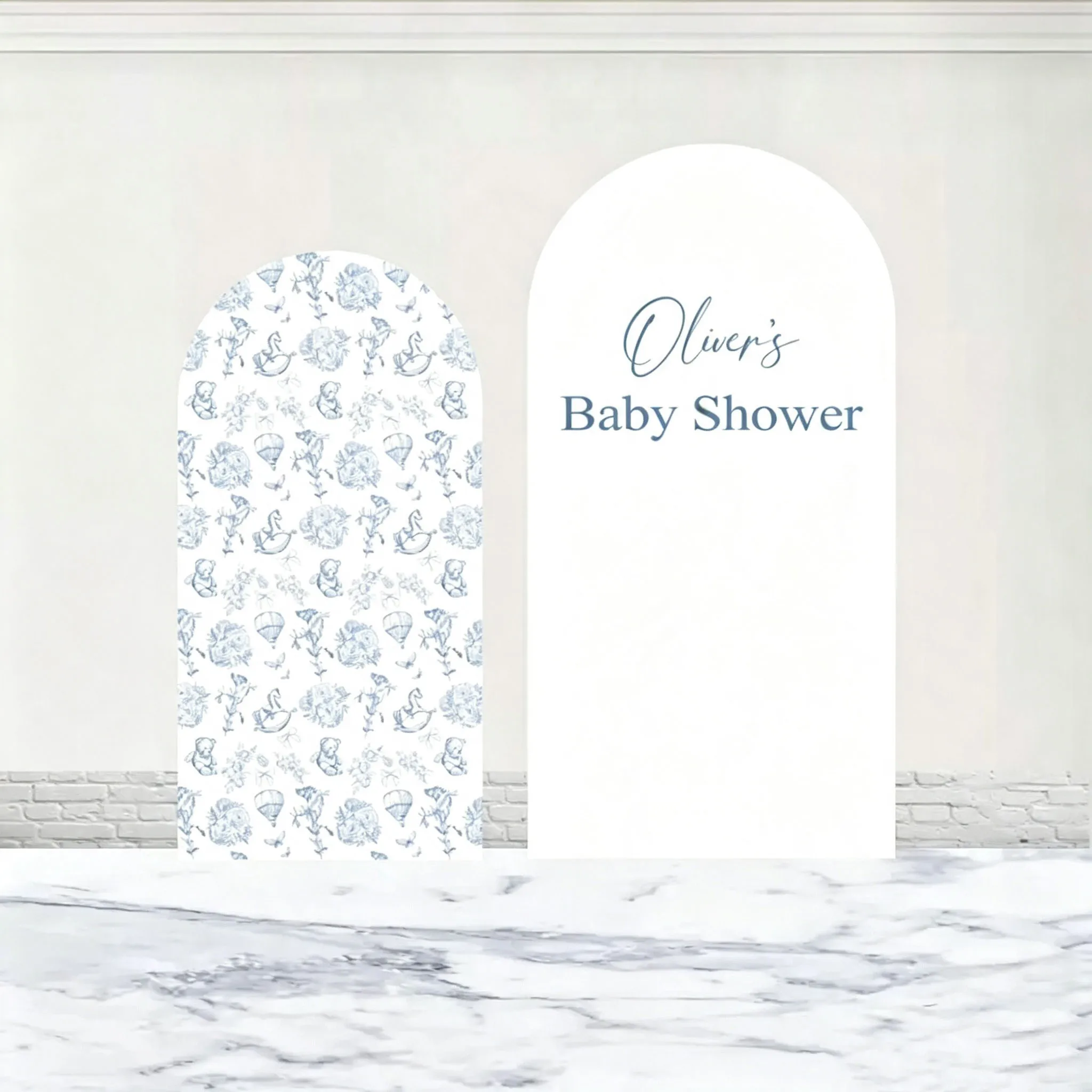 Custom Double-Sided Boy Or Girl Baby Shower Arch Backdrop Cover Bear Gender Disclosure Birthday Party Photobooth Background