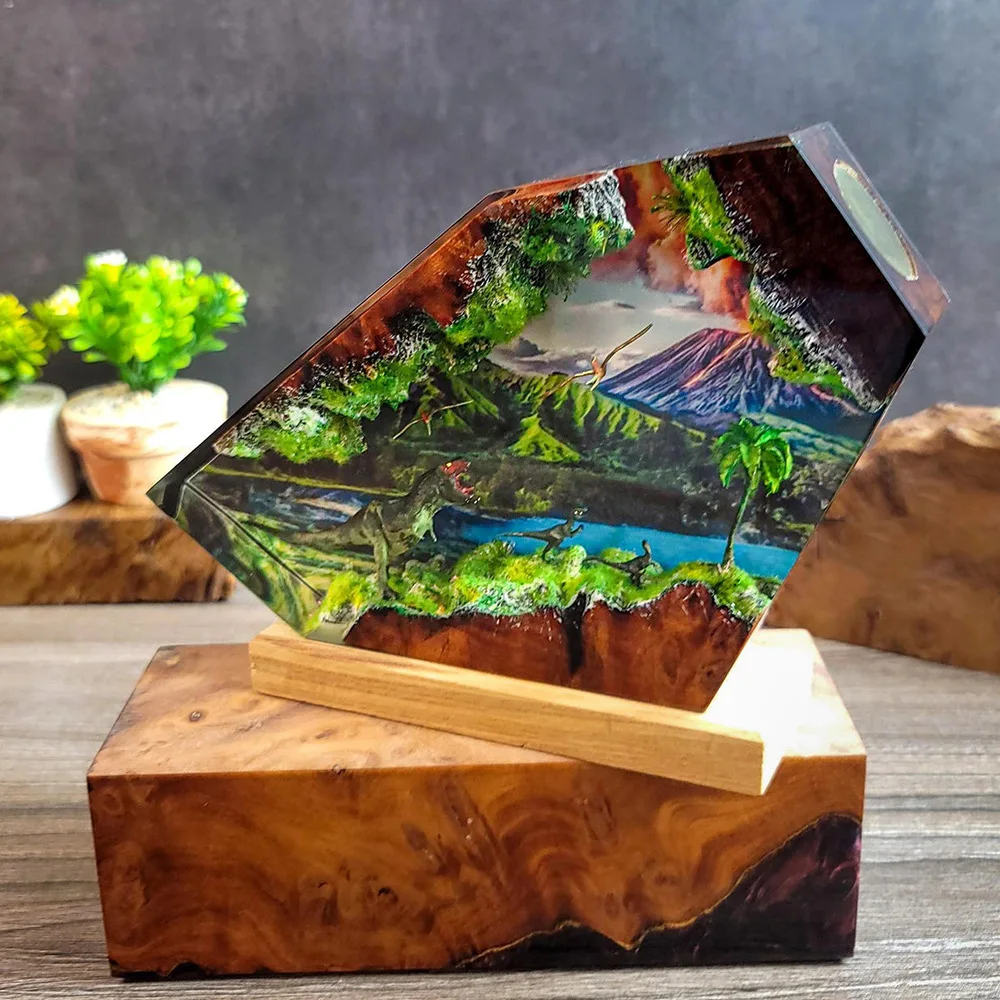 Dinosaur Park Organism Resin Table Light Creactive Art Decoration Jurassic Period Theme Night Light  USB Charge