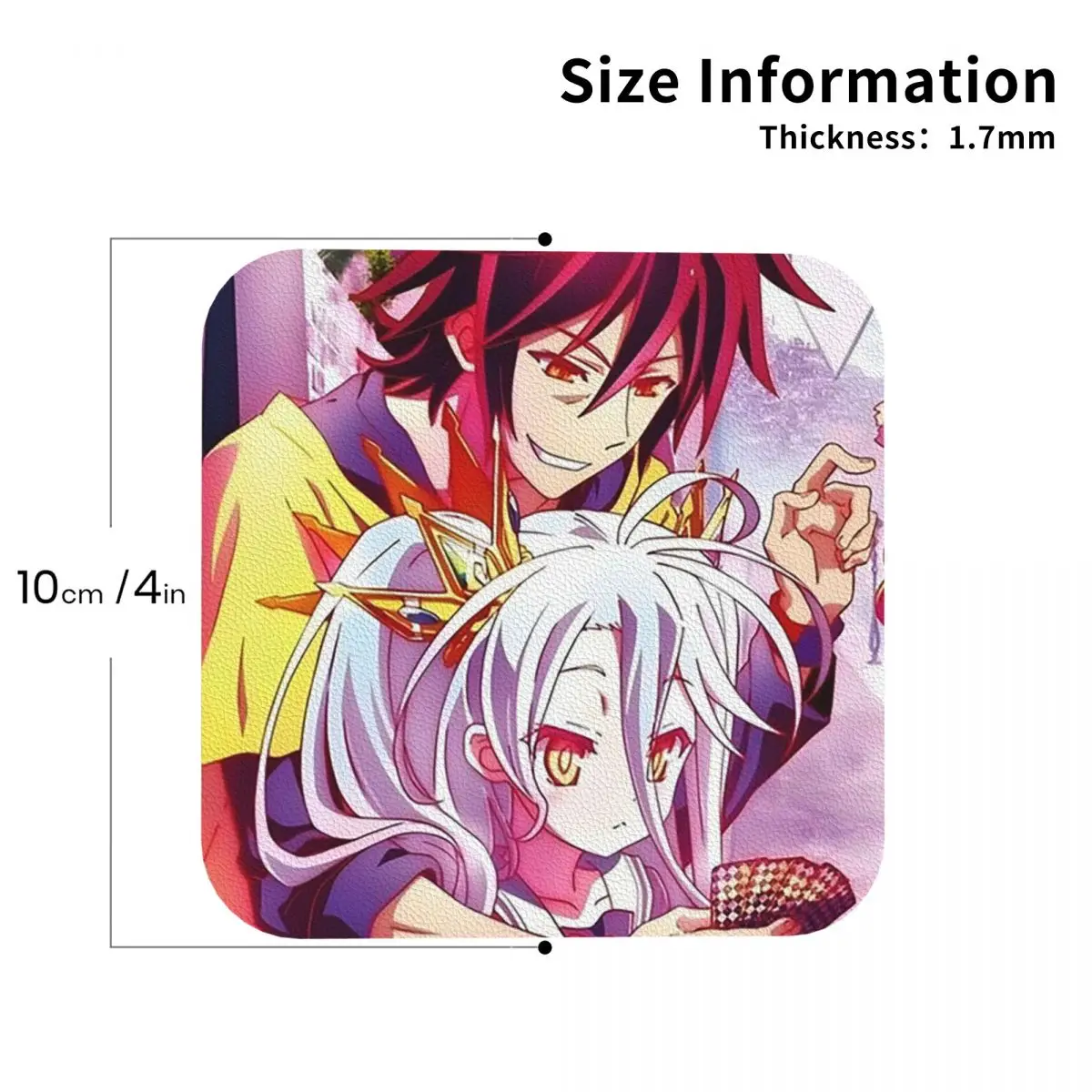 

No Game No Life Zero Cover Image Coasters Leather Placemats Non-slip Insulation Coffee Mats For Pads Set of 4