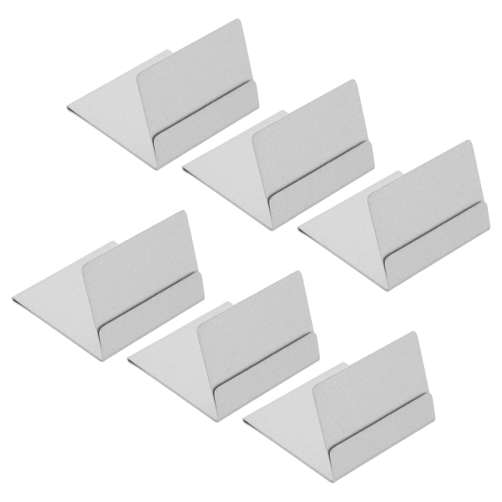 6Pcs Stainless Steel Business Card Holder Desk Stand Vertical Metal Name Card Display Stand for Office Reception Meeting Table