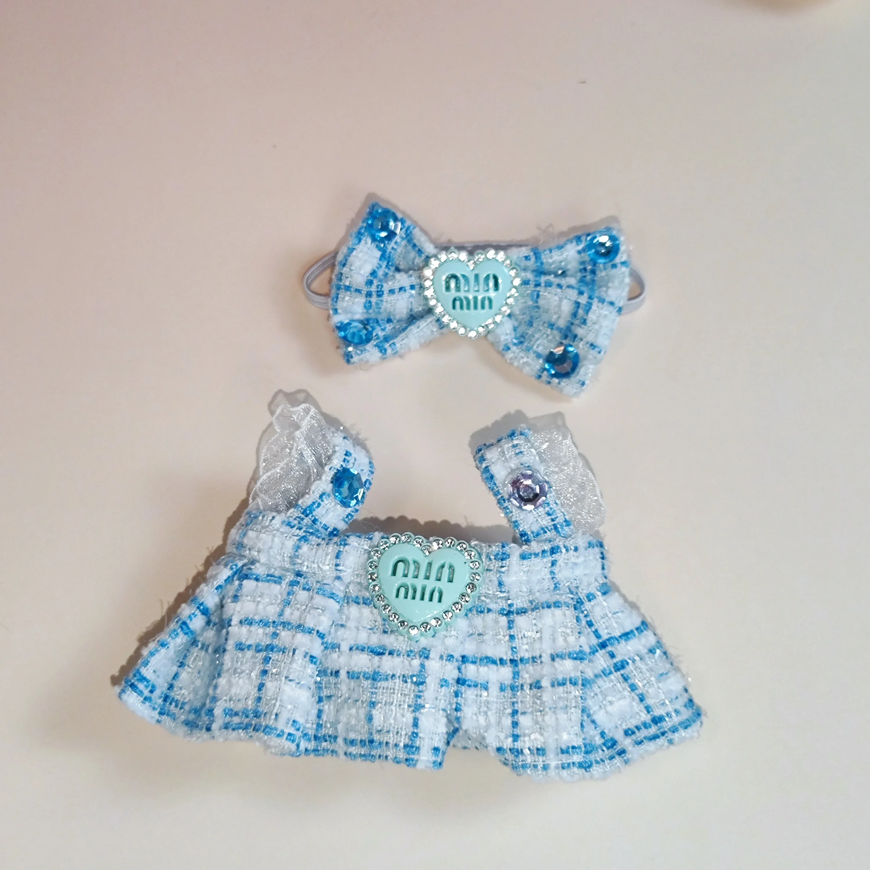 

For 15-17cm Clothes for Labubu Sitting Party Series Classic Dress Grid Style Small Fragrance v1 v2 Kid Gift