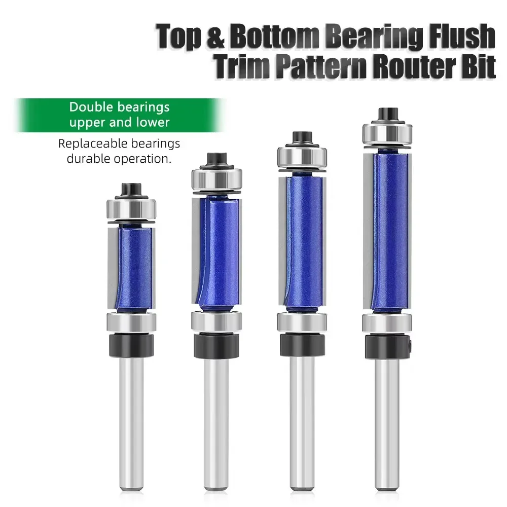 

1 PC 1/4 6.35MM Shank Milling Cutter Wood Carving Professional Quality Top Bottom Bearing Flush Trim Pattern Router Bit Woodwork