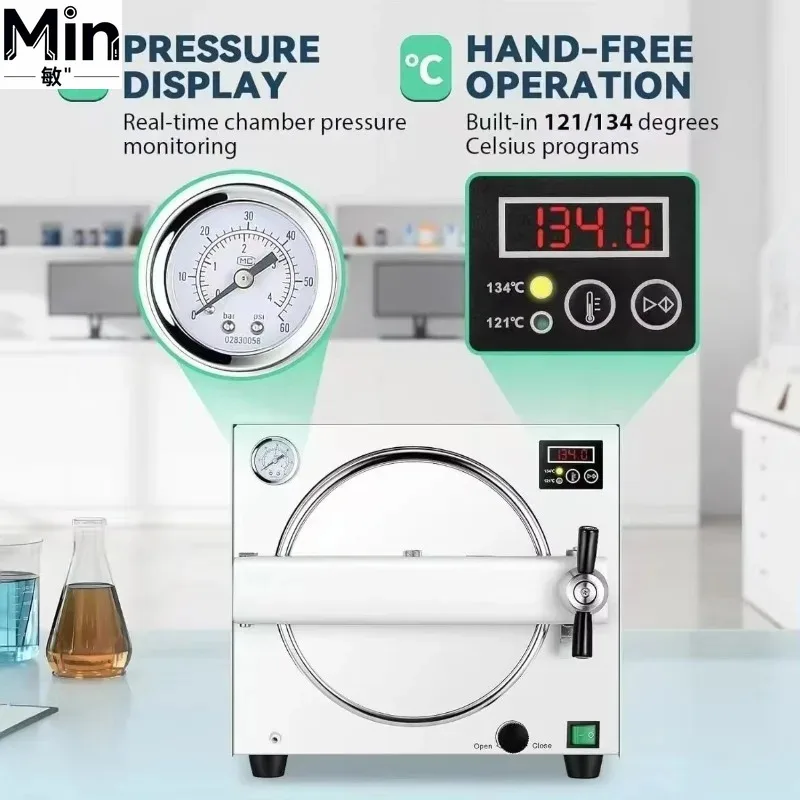 18L Commercial Stainless Steel Automatic Steam Autoclave Sterilizer With English Interface One Year Warranty