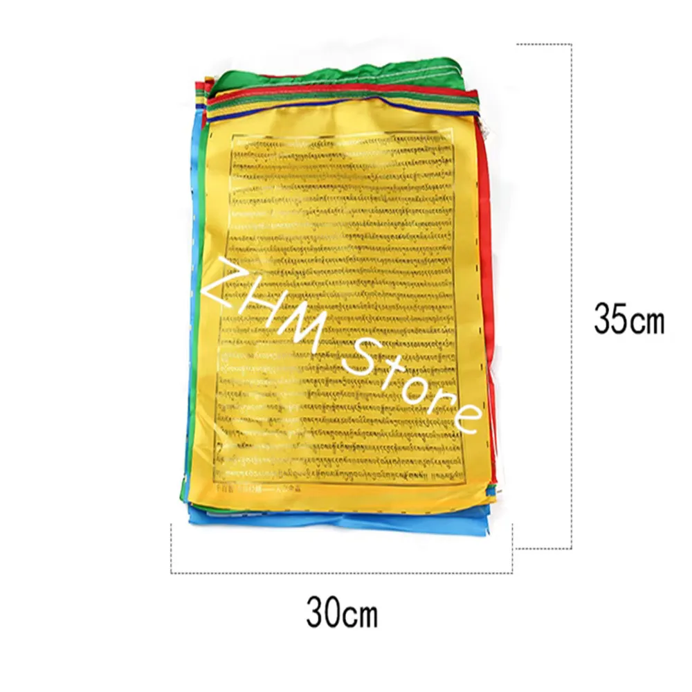Tibetan White canopy Fomu heart mantra prayer flag silk five colors Print 6.5 Meters 20 pcs/string Religious Flags Scriptures