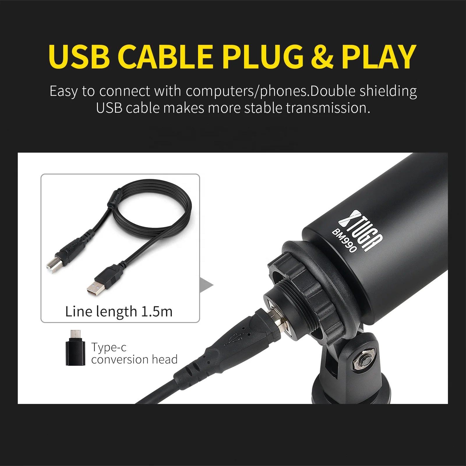 Ten items TLF Xtuga Best Usb Mic Condenser Bm 990 Microphone Studio Condenser Set With Canton Power