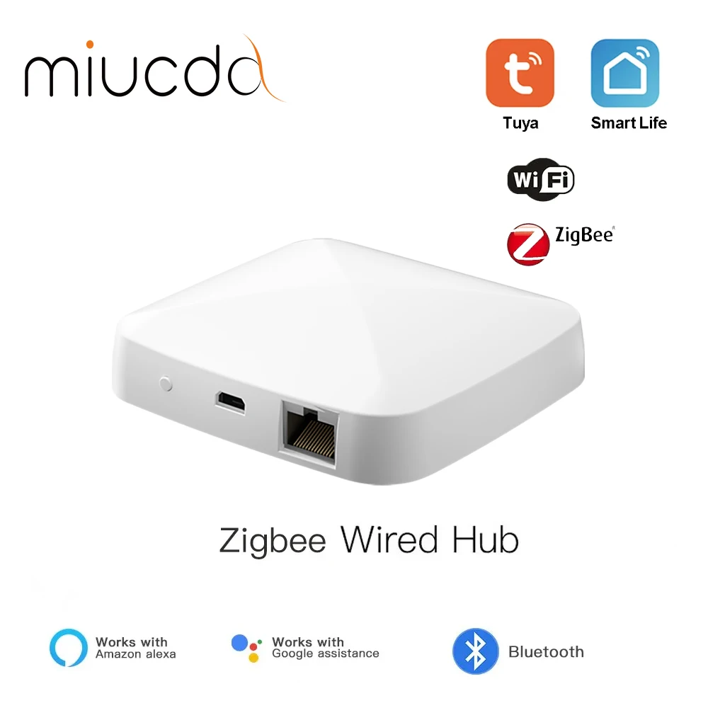 MIUCDA Tuya ZigBee wired Smart Gateway Hub Smart Home Bridge Smart Life APP Wireless Remote Controller Works & Alexa Google Home