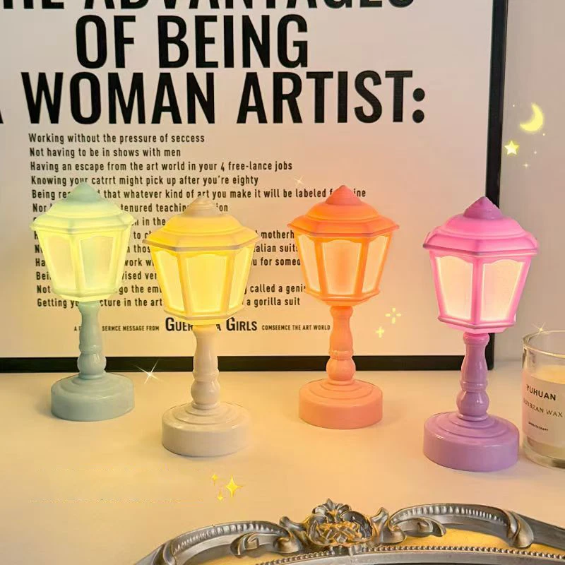 Geometric Flower Bud Button Battery LED Table Lamps Desk Night For Bedroom Dining Touch Night Light Simple Modern Decoration