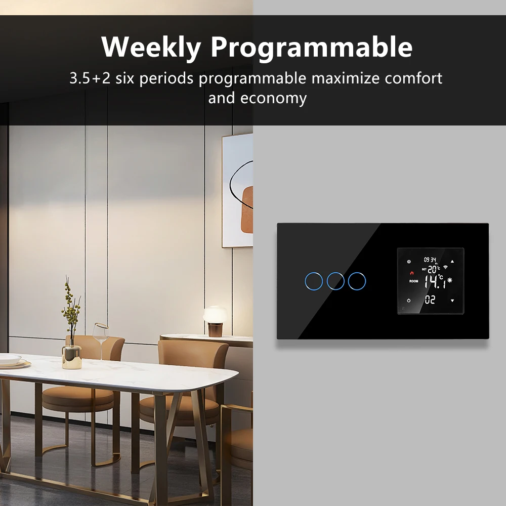Imagem -03 - Bingoelec Tuya Wifi Interruptor de Toque com Termostato Inteligente Piso Elétrico Aquecimento Água Caldeira Gás Controlador Temperatura para Casa