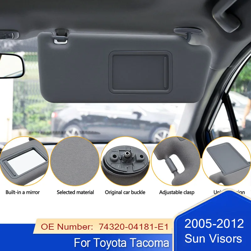 

Gray Sun Visors Without Light for Toyota Tacoma 2005-2012 Sun Visors Left Right Side 74320-04181-E1 74310-35C00-E0