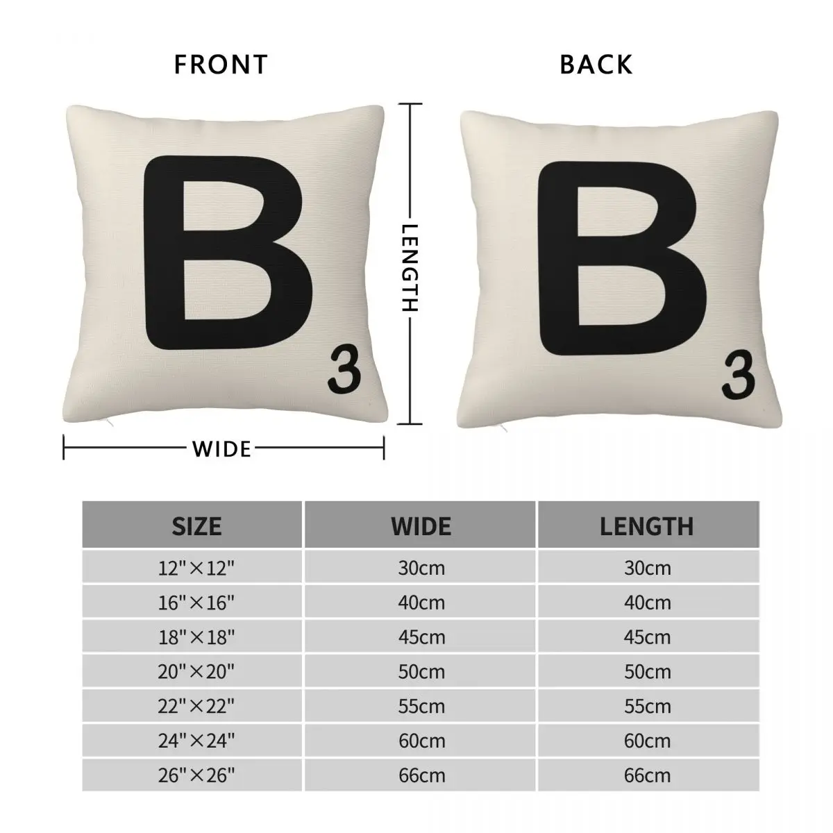 Scrabble Tile B Square Pillowcase Polyester Linen Velvet Pattern Zip Decorative Throw Pillow Case Sofa Cushion Cover