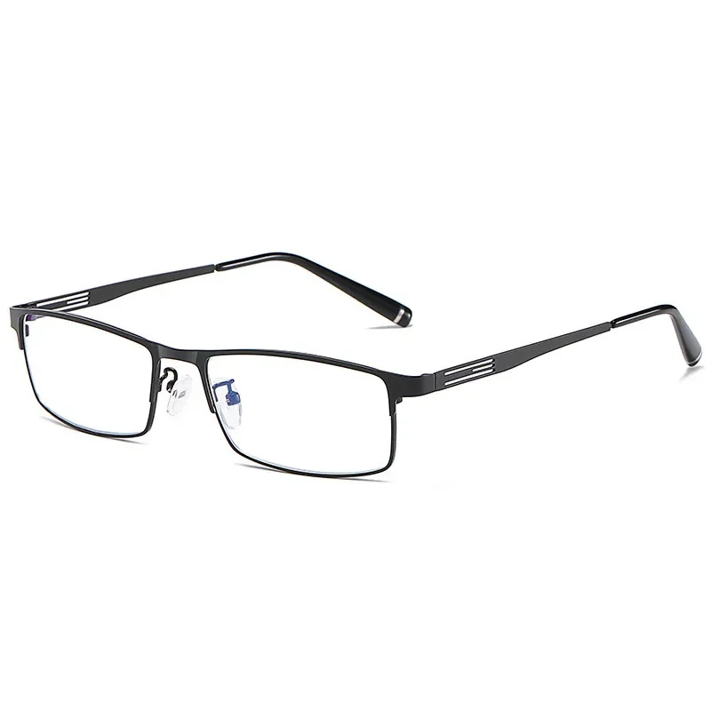 2024 Fashion Full Frame Men\'s Anti Blue Light Square Myopia Glasses Metal Student Prescription Glasses 0-0.5-0.75-1.0 To -6.0