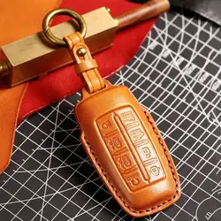 Luxury Car Key Case Cover Fob Protector Leather Keychain Holder Accessories for Hyundai Genesis 8 Button G80 Gv70 Gv80 Gv90 Bag