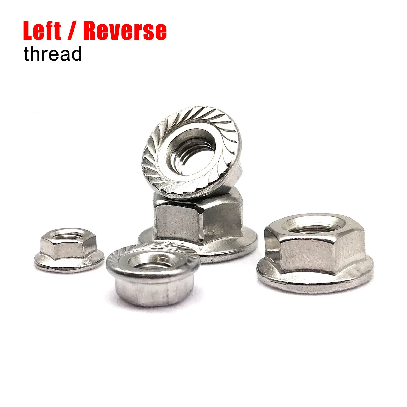 M4 M5 M6 M8 M10 M12 DIN6923 304 A2-70 Stainless Steel Reverse Rotate Left Hand Thread Hexagon Hex Head Serrated Lock Flange Nut