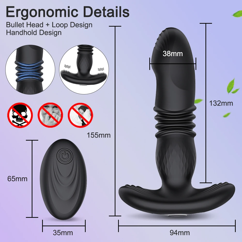 Automatic Anal Plug Telescopic Vibration Dildo for Women Vibrator with Stimulator Wireless Remote Prostate Massager for Men