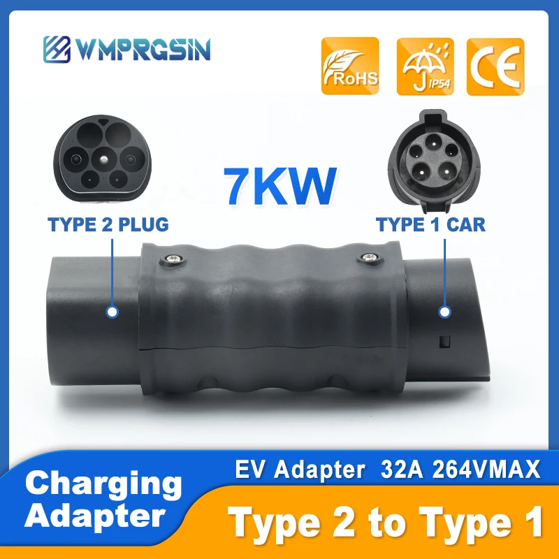 

32A 7Kw Plug Adapter Ccs2 Type 2 To Ccs1 Type 1 Adapter BYD EV6 EV9 ID4 Charger Station 220v All For Car J1772 Charger Products