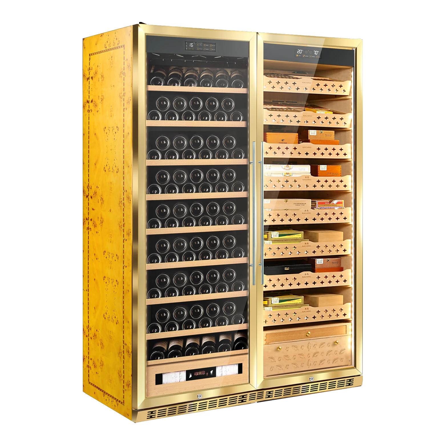 SD800  Double Doors Cigar Humidor Area and Wine Cooler Area Storage