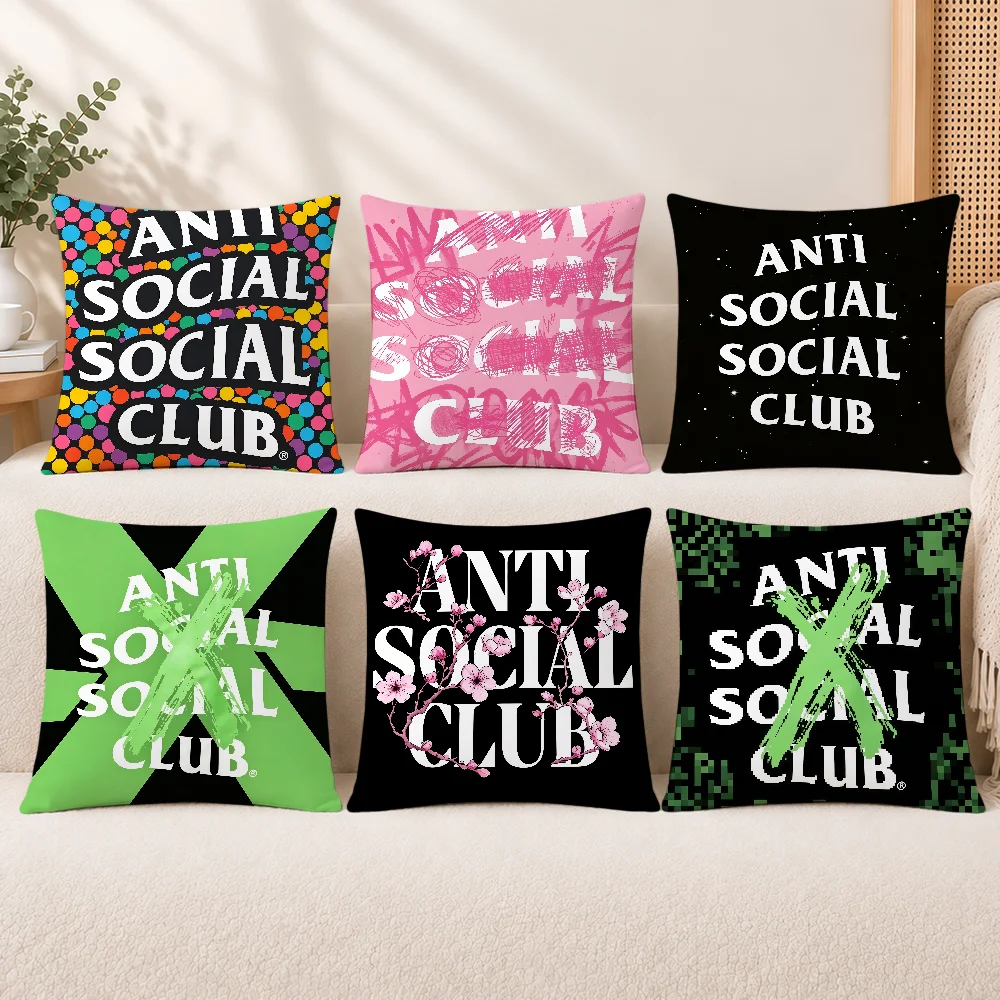 A-AntiS S-SocialS S-SocialS Club Cushion Cover Decorative Throw Pillow Modern Square Romantic Couch Sofa Bed Car