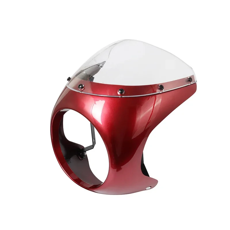 Universal 7 Inch Retro Motorcycle Headlight Fairing Windshield, Anti-fall Protective Headlamp Cover for Cafe Racer Honda Yamaha