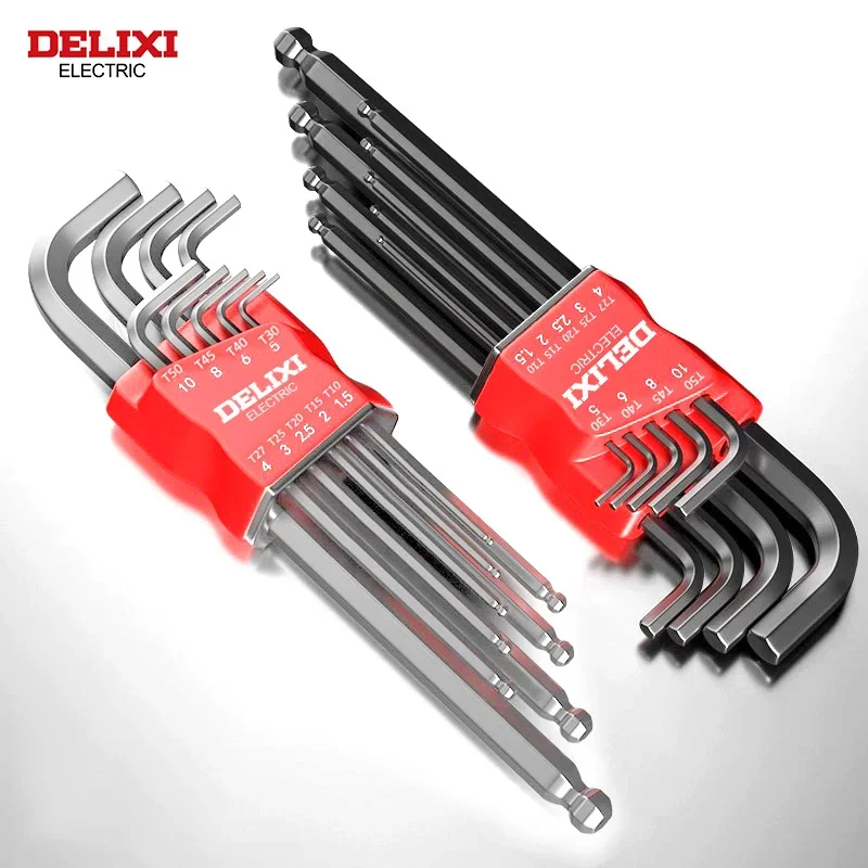 DELIXI ELECTRIC Allen Key Set，Allen Hex Wrench Screwdriver Set With Sleev Universal Torque Long Metric,for Motorcycles, Bicycles