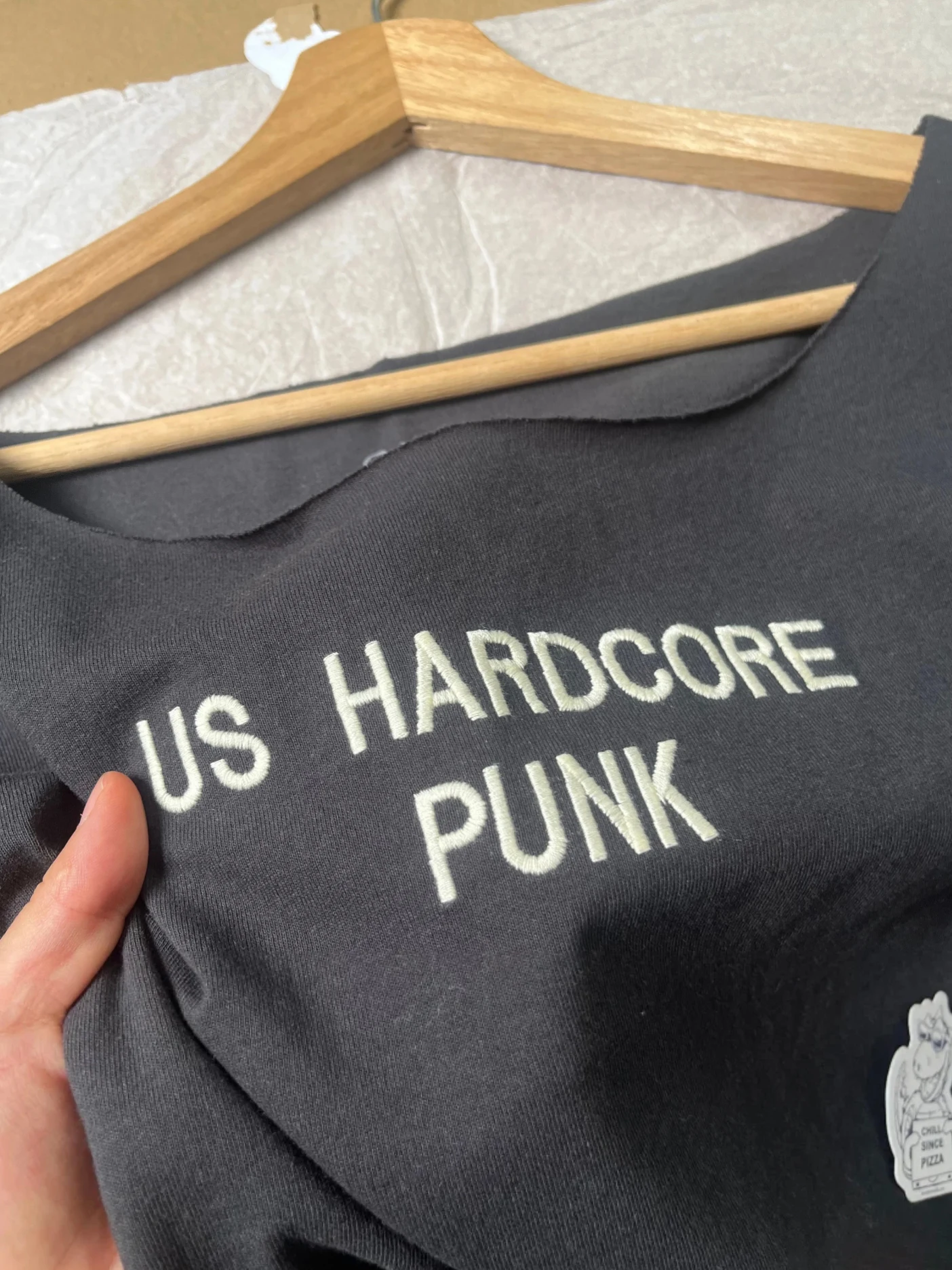 Brief Stickerei Dünnes T-shirt Frau Sommer Slash Neck Raw Saum Kurzarm T-shirts Vintage Streetwear Baumwolle T-shirt Y2k Tops – Detail 5